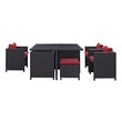 indoor outdoor dining set Modway Furniture Bar and Dining Espresso Red