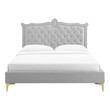 velvet bed queen Modway Furniture Beds Light Gray