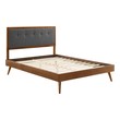 tufted queen bed frame with headboard Modway Furniture Beds Walnut Charcoal