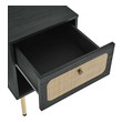 glass top night stand Modway Furniture Black