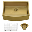 basin in kitchen sink Ruvati Kitchen Sink Single Bowl Sinks Brass Tone Matte Gold