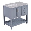 vanity unit with countertop basin Silkroad Exclusive Bathroom Vanity Bluish Gray Traditional