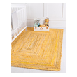 white beige rug Unique Loom Area Rugs Yellow Hand Braided; 8x5