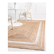 navy floor rug Unique Loom Area Rugs Natural/Ivory Hand Braided; 10x8