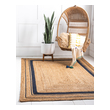 carpet places Unique Loom Area Rugs Natural/Navy Blue Hand Braided; 6x4