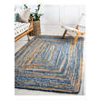 large rug Unique Loom Area Rugs Blue/Natural Hand Braided; 9x6