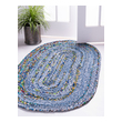 knotted rug Unique Loom Area Rugs Blue/Multi Hand Braided; 8x5