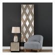 round wall mirror design Uttermost Wall Mirror An Updated Blend Of Casual And Contemporary With Mirrored Accents, Layered With Fir Veneers In A Geometric Argyle Pattern, Finished In Ivory And Chestnut Gray.