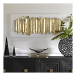 s wall art Uttermost Metal Wall Décor Iron Wall Art Featuring Layers Of Metal Strips With Crude Edging, Finished In An Antique Gold Leaf And Set On A Matte White Iron Backing. May Be Hung Horizontal Or Vertical.