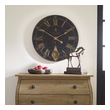 wall clock with design Uttermost Wall Clocks Laminated Black Clock Face With A Weathered Crackled Look, Cast Brass Details And Internal Pendulum. Quartz Movement Ensures Accurate Timekeeping. Requires Two "AA" Batteries. NA