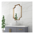 framed free standing mirror Uttermost Gold Wall Mirror Three-dimensional Frame Made From Hand Forged Iron With A Curved Open-framed Design Finished In A Lightly Antiqued Gold Leaf.