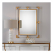 wooden frame design for mirrors Uttermost Modern Gold Wall Mirror Forged Iron Frame Finished In A Metallic Gold Leaf, Accented With Suspended, Clear Acrylic, Solid Square Bars.
