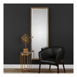 chassis mirror Uttermost Metallic Gold Mirror Thick Iron Frame Featuring Alternating Laser Cut Grooves, Finished In A Lightly Antiqued, Metallic Gold Leaf.
