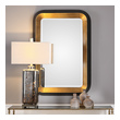freestanding mirrors for sale Uttermost Metallic Gold Wall Mirrors Deep Forged Iron With Tapered Sides Finished In A Lightly Antiqued Metallic Gold Leaf On The Inside, And A Heavily Distressed Black With Gold Undertones On The Outside.