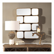 stand mirror for room Uttermost Modern Gold Mirror This Contemporary Design Features Welded, Off Setting Patterns With A Petite Profile And Ample Depth, Finished In An Antiqued Gold.