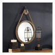 long lean mirror Uttermost Round Pulley Mirror This Rustic Mirror Design Features An Aged Natural Wood Finish With Exposed Nail Head Accents And Thick Rope Detailing That Surrounds The Mirrors Frame. The Mirror Is Hung Using An Antique-inspired Pulley With Aged Black Detailing And A Matching Aged Black Decorative Hanging Hook. This Round Mirror Incorporates A Generous 1" Bevel.
