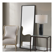 unique floor mirror Uttermost Dressing Mirror / Leaner Mirror This Simple Vanity Mirror Features An Iron Construction With Detailed Edges. The Slight Profile Frame Is Finished In A Distressed Rustic Black With Aged Champagne Highlights.