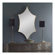 round accent mirror Uttermost Gold Mirror Perfect For An Entryway Or A Stunning Over The Sofa Display, This Transitional Mirror Features A Uniquely Shaped Stainless Steel Frame Finished In Classic Brushed Gold. May Be Hung Horizontal Or Vertical.