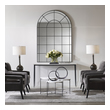 mirror on floor living room Uttermost Black Arch Iron Mirror A Transitional Take On A Classic Design, This Arch Mirror Features A Delicate Iron Frame Finished In Satin Black.