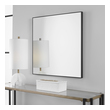 mirror with wood Uttermost Modern Black Square Mirror Sleek And Sophisticated, This Square Mirror Features A Clean And Simple Frame Finished In Matte Black. Perfect For Grouping Multiples Together To Create A Striking Wall Installation.