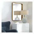 leaning mirror decorating ideas Uttermost Large Mirror This Mirror Features A Deep Metal Band Surrounding An Offset Inner Ledge Finished In A Lightly Antiqued Gold Leaf. Mirror Has A Generous 1 1/4" Bevel And May Be Hung Horizontal Or Vertical.