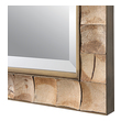 long silver framed mirrors Uttermost Coconut Shell Mirror This Rectangular Mirror Showcases An Iron Strap Frame Finished In Dark Gold, Accented By Concaved, Polished Coconut Shells Inlays. Each Shell May Vary Slightly In Color, Adding To Its Authenticity And Character. The Mirror Features A Generous 1 1/4" Bevel And May Be Hung Horizontal Or Vertical.