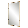 french accent mirror Uttermost Gold Wall Mirror This Mirror Displays A 3-dimensional Design With An Outer Iron Frame Finished In Warm Gold, Surrounding A Floating Mirror Held By Aged Bronze Clips. May Be Hung Horizontal Or Vertical.