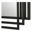mirror design in room Uttermost Black Iron Mirror Showcasing Elegant Lines And A Timeless Style, This Mirror Features An Overlapping Solid Iron Frame Finished In A Stylish Matte Black. May Be Hung Horizontal Or Vertical.