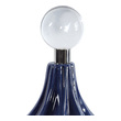 furniture accent pieces Uttermost Decorative Bottles & Canisters Modern Style Emanates From This Set Of Decorative Ceramic Bottles With An Embossed Geometric Pattern Finished In A Glossy Cobalt Blue And Accented With Polished Nickel And Crystal Finials.