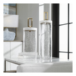 kitchen flower vase Uttermost Decorative Bottles & Canisters Made With Clear Seeded Glass, These Containers May Serve As Stylish Accessories Or Useful Storage. Each Has An Elegant White Marble Lid With A Brushed Brass Accent. Sizes: Sm-6x18x6, Lg-6x22x6
