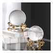 big bronze statues Uttermost Figurines & Sculptures Crystal Spheres Elevated On Steel Bases Finished In A Polished, Plated Gold. Sizes: Sm-5x6x5, Lg-6x7x6
