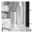 white and beige vase Uttermost Vases Urns & Finials Vases-Urns-Trays-Finials Set Of Two Ceramic Vases Finished In A White Glaze With Taupe Accents, Beaded Texture And A Ribbed Interior. Sizes: Sm-5x14x5, Lg-5x18x5