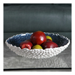 large vessel vase Uttermost Decorative Bowls & Trays White Ceramic Bowl With Heavy Exterior Texture And A Bright Blue Interior Glaze.
