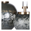 large bowl vase Uttermost Decorative Bottles & Canisters Set Of Two Art Glass Bottles Feature Organic Texture With An Iridescent Blue-gray Hue. Each Bottle Is Paired With A Brushed Brass Plated Lid And Crystal Accent. Sizes: S-5x8x5, L-7x10x7