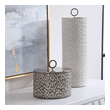 small marble vase Uttermost Decorative Bottles & Canisters Ceramic Containers Feature Carved Detailing And Are Finished In Off-white And Smoke Gray Crackle Glazes With Respective Aged Gold And Brushed Nickel Finished Lids. Sizes: S-9x9x9, L-6x19x6