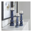 set of 3 glass hurricane candle holders Uttermost Candleholders Set Of Three Candleholders Showcase Traditional Silhouettes And Are Made From A Deep, Midnight Blue Glass With Three 3"x 3" White Candles Included. Sizes: S-4x10x4, M-4x12x4, L-5x15x5