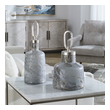 ikea large vase Uttermost Decorative Bottles & Canisters Crafted From Art Glass, These Bottles Showcase A Unique, Heavy Texture And Are Finished In Neutral Shades Of Charcoal, Taupe And Silver. Each Is Accented By A Silver Leaf Finished Iron Top. Sizes: S-9x15x9, L-6x18x6