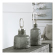 ikea large vase Uttermost Decorative Bottles & Canisters Crafted From Art Glass, These Bottles Showcase A Unique, Heavy Texture And Are Finished In Neutral Shades Of Charcoal, Taupe And Silver. Each Is Accented By A Silver Leaf Finished Iron Top. Sizes: S-9x15x9, L-6x18x6