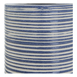 tealight candle holder set Uttermost Candleholders Showcasing Trendy White And Indigo Hues, These Ceramic Candleholders Display A Horizontally Striped Glaze With Polished Nickel Candle Cups. Two 3"x 3" Distressed White Candles Included. Sizes: S-4x14x4, L-4x17x4