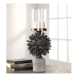 candle wall sconce glass Uttermost Candleholders Candleholders Clear Glass Globe Above A Cluster Of Life-cast Hawaiian Autograph Tree Pods Rendered In An Antique Bronze Finish, Set On A Concrete Cylinder Base With One 4"x 3" Distressed Off-white Candle.