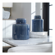 crystal accent pieces Uttermost Decorative Bottles & Canisters This Set Of Two, Sapphire Blue Ceramic Containers Feature A Geometric Pattern With Ivory Undertones And Lift-off Lids.