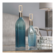 large decorative urns Uttermost Decorative Bottles & Canisters Vases-Urns-Trays-Finials Thick Teal Green Glass Featuring Coffee Bronze Metal Stoppers.