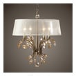 3 light silver chandelier Uttermost Drum Pendants Burnished Gold Metal With Golden Teak Crystal Leaves And A Silken Champagne Sheer Fabric Shade. NA