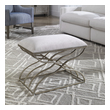 grey fabric bench seat Uttermost Benches Curvy Frame In Satin Nickel With A Light Champagne Wash, Topped With A Padded Seat In Plush Ivory. Grace Feyock