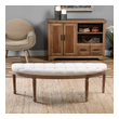 wood storage bench with cushion Uttermost Benches Light And Soft, Off-white Linen And Cotton Blend In Plush Button Tufts On A Weathered Oak Carved Base.