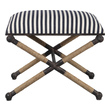 tufted leather storage bench Uttermost Small Benches Rustic Iron Frame With A Nautical Touch, Wrapped In Natural Fiber Rope Accents. Cushioned Top Is A Sturdy, Sailor-striped Cotton In Crisp Navy And Cream.