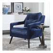 statement chair Uttermost  Accent Chairs & Armchairs Open Back Concept In Ink Blue Polyester Velvet, On Solid Birch Legs In Antique Black. Seat Height Is 20".