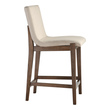 accent chair design Uttermost Bar & Counter Stools Gently Sloped Padded Seat In A Neutral Linen Blend Fabric Rests Within A Solid Birch Wood Frame Finished In Light Walnut, With A Brushed Nickel Metal Kick Plate. Seat Height Is 26".