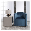 navy wingback chair Uttermost  Accent Chairs & Armchairs Make A Dramatic Statement With This Barrel Style Swivel Chair, Covered In An Ink Blue Polyester Velvet With Button Tufted Accents. Rests On A Satin Black Wood Base. Seat Height Is 19".