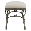 ottoman bench small Uttermost Bench Make A Whimsical Statement With This Molded Branch Accent Bench Featuring A Heavily Textured Antique Silver Finish, Tailored In An Off-white Polyester Fabric.